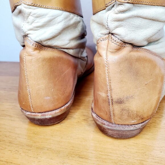 VTG Leather Slouchy Cowboy Boots Peter Pan Pull On Shoes Western Casual SZ 12N - Picture 9 of 12